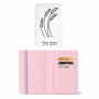 כיסוי דרכון ת.ז ארנק צבע פנימי ורוד בעיצוב אישי עם השם שלך בעיצוב חיטה גלית זהב גודל 10 × 14.4 ס"מ