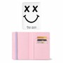 כיסוי דרכון ת.ז ארנק צבע פנימי ורוד בעיצוב אישי עם השם שלך בעיצוב סמיילי גודל 10 × 14.4 ס"מ