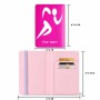 כיסוי דרכון ת.ז ארנק צבע פנימי ורוד בעיצוב אישי עם השם שלך בעיצוב רצים אולימפיים גודל 10 × 14.4 ס"מ