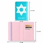 כיסוי דרכון ת.ז ארנק צבע פנימי ורוד בעיצוב אישי עם השם שלך בעיצוב מגן דוד - מגן דוד - ישראל גודל 10 × 14.4 ס"מ