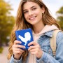 כיסוי דרכון ת.ז ארנק צבע פנימי ורוד בעיצוב אישי עם השם שלך בעיצוב תרנגול גודל 10 × 14.4 ס"מ