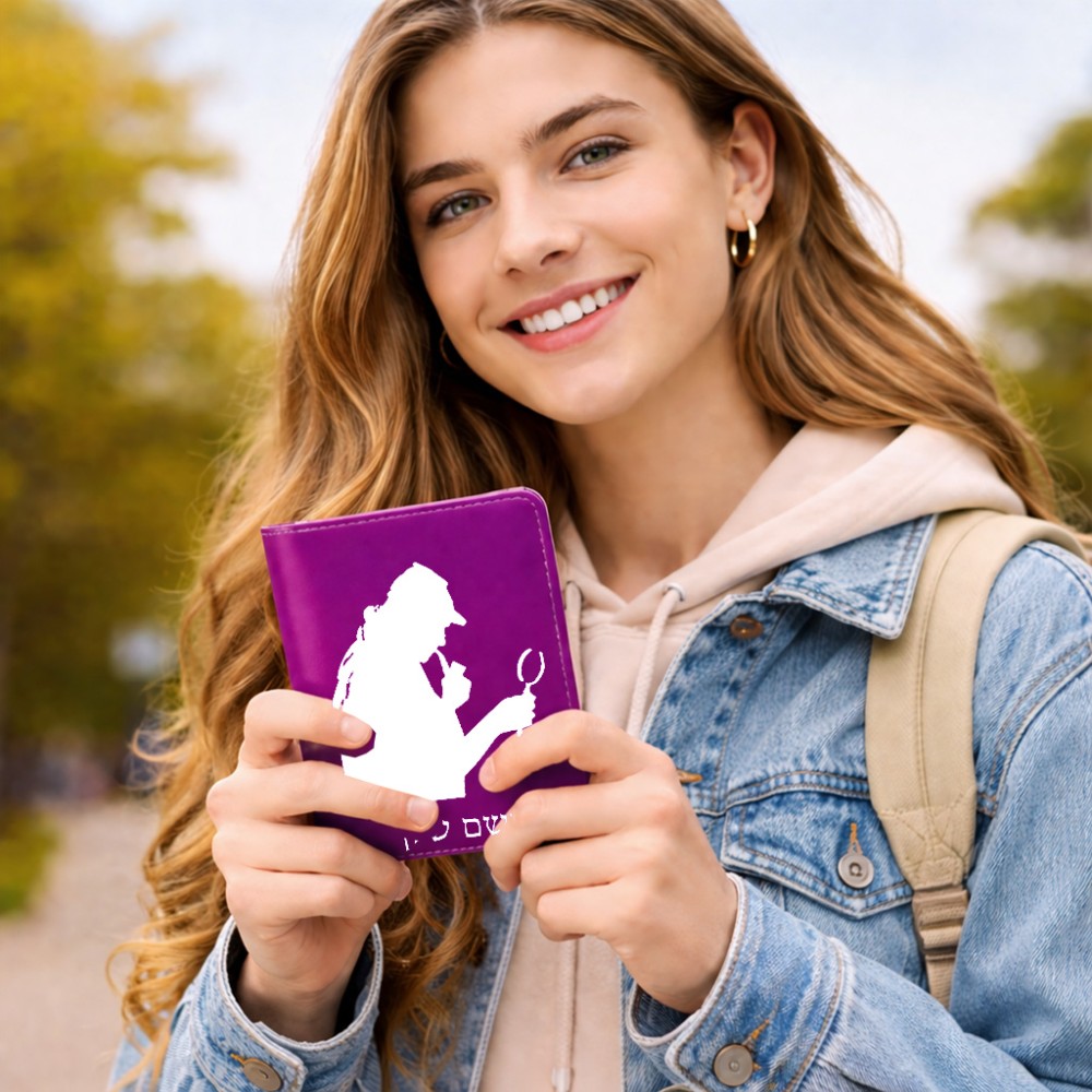 כיסוי דרכון ת.ז ארנק צבע פנימי ורוד בעיצוב אישי עם השם שלך בעיצוב בתים של שרלוק גודל 10 × 14.4 ס"מ