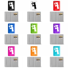 כיסוי דרכון ת.ז ארנק צבע פנימי אפור בעיצוב אישי עם השם שלך בעיצוב צלמת - אישה גודל 10 × 14.4 ס"מ