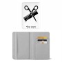 כיסוי דרכון ת.ז ארנק צבע פנימי אפור בעיצוב אישי עם השם שלך בעיצוב מעצב שיער גודל 10 × 14.4 ס"מ