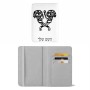 כיסוי דרכון ת.ז ארנק צבע פנימי אפור בעיצוב אישי עם השם שלך בעיצוב פרחי קרן גודל 10 × 14.4 ס"מ