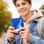 כיסוי דרכון ת.ז ארנק צבע פנימי אפור בעיצוב אישי עם השם שלך בעיצוב לגלוש - גלישה - שייט גודל 10 × 14.4 ס"מ