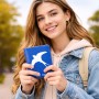 כיסוי דרכון ת.ז ארנק צבע פנימי אפור בעיצוב אישי עם השם שלך בעיצוב לבלוע גודל 10 × 14.4 ס"מ