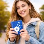 כיסוי דרכון ת.ז ארנק צבע פנימי אפור בעיצוב אישי עם השם שלך בעיצוב תקליטור - אזור מוזיקה גודל 10 × 14.4 ס"מ