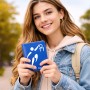 כיסוי דרכון ת.ז ארנק צבע פנימי אפור בעיצוב אישי עם השם שלך בעיצוב כדורסל אולימפי גודל 10 × 14.4 ס"מ
