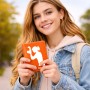 כיסוי דרכון ת.ז ארנק צבע פנימי אפור בעיצוב אישי עם השם שלך בעיצוב צלמת - אישה גודל 10 × 14.4 ס"מ