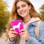 כיסוי דרכון ת.ז ארנק צבע פנימי אפור בעיצוב אישי עם השם שלך בעיצוב סוס גודל 10 × 14.4 ס"מ