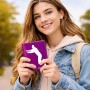 כיסוי דרכון ת.ז ארנק צבע פנימי אפור בעיצוב אישי עם השם שלך בעיצוב פארקורינג גודל 10 × 14.4 ס"מ