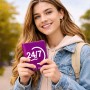 כיסוי דרכון ת.ז ארנק צבע פנימי אפור בעיצוב אישי עם השם שלך בעיצוב 24 ביולי גודל 10 × 14.4 ס"מ