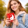 כיסוי דרכון ת.ז ארנק צבע פנימי אפור בעיצוב אישי עם השם שלך בעיצוב סמל יינג יאנג גודל 10 × 14.4 ס"מ