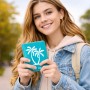 כיסוי דרכון ת.ז ארנק צבע פנימי אפור בעיצוב אישי עם השם שלך בעיצוב כפות ידיים גודל 10 × 14.4 ס"מ