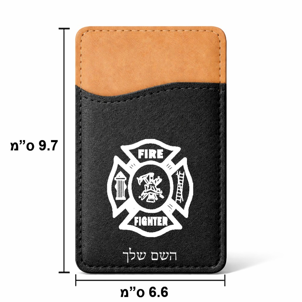 ארנק כרטיסי אשראי לטלפון בעיצוב אישי עם השם שלך בעיצוב כבאי - תגית גודל 6.6 × 9.7 ס"מ
