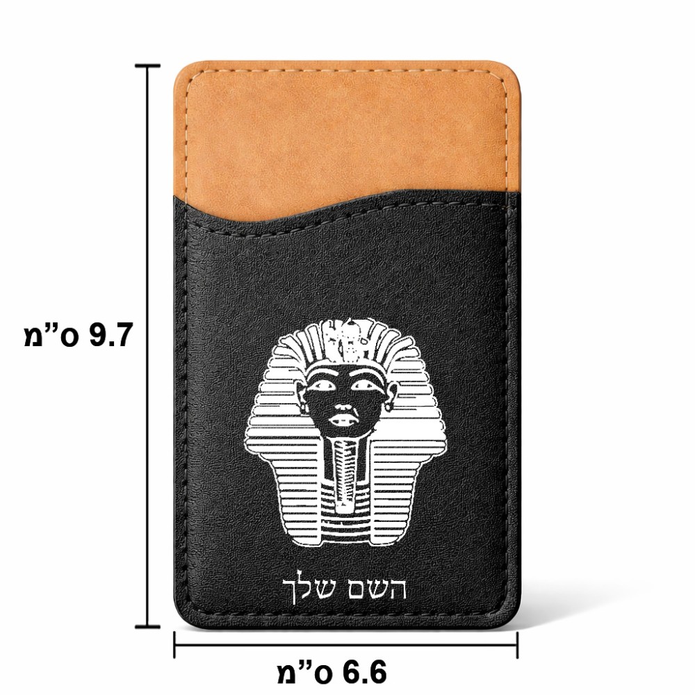 ארנק כרטיסי אשראי לטלפון בעיצוב אישי עם השם שלך בעיצוב פרעה - תות ענח' אמון מצרי גודל 6.6 × 9.7 ס"מ