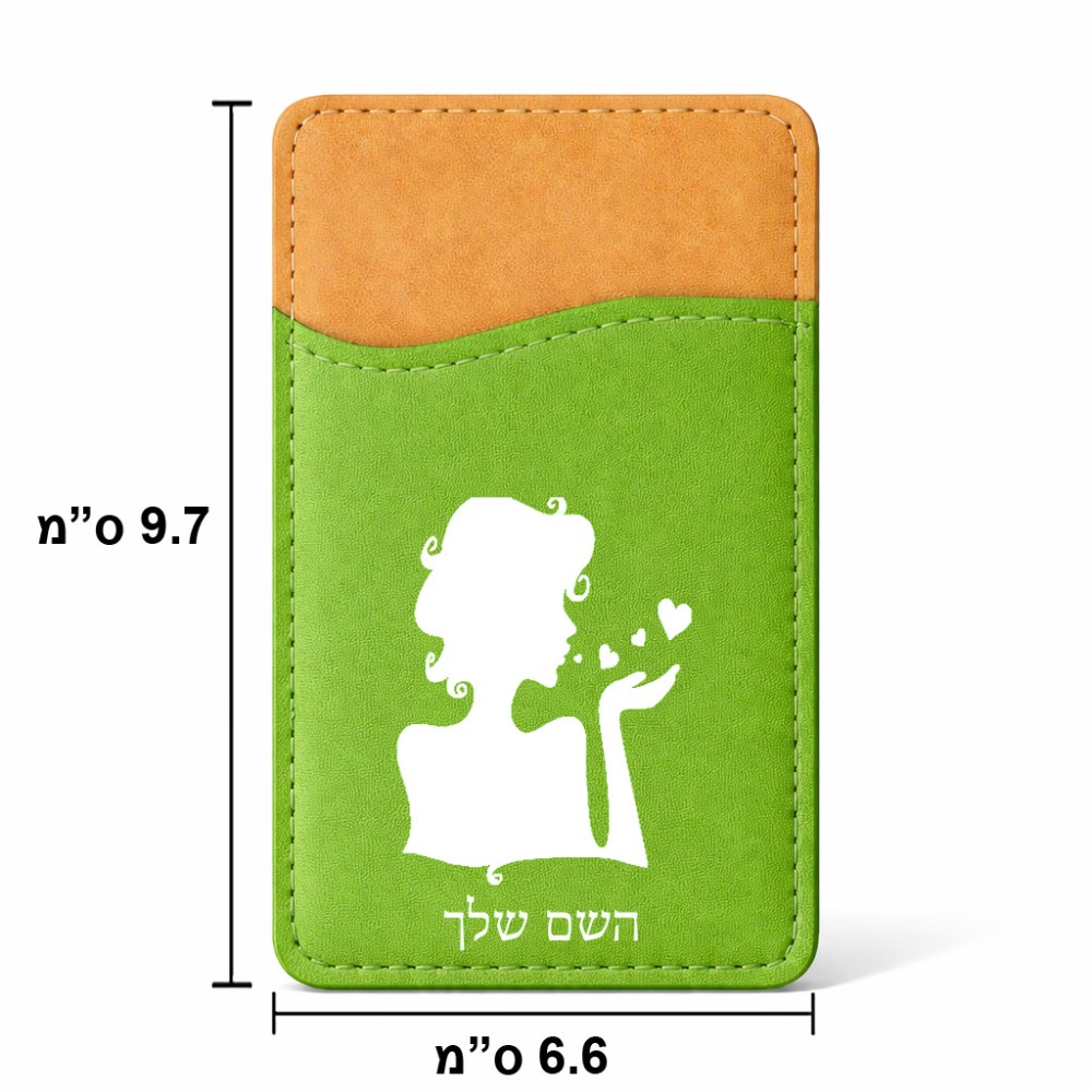 ארנק כרטיסי אשראי לטלפון בעיצוב אישי עם השם שלך בעיצוב אהבת נשים גודל 6.6 × 9.7 ס"מ