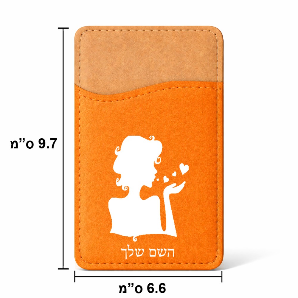 ארנק כרטיסי אשראי לטלפון בעיצוב אישי עם השם שלך בעיצוב אהבת נשים גודל 6.6 × 9.7 ס"מ