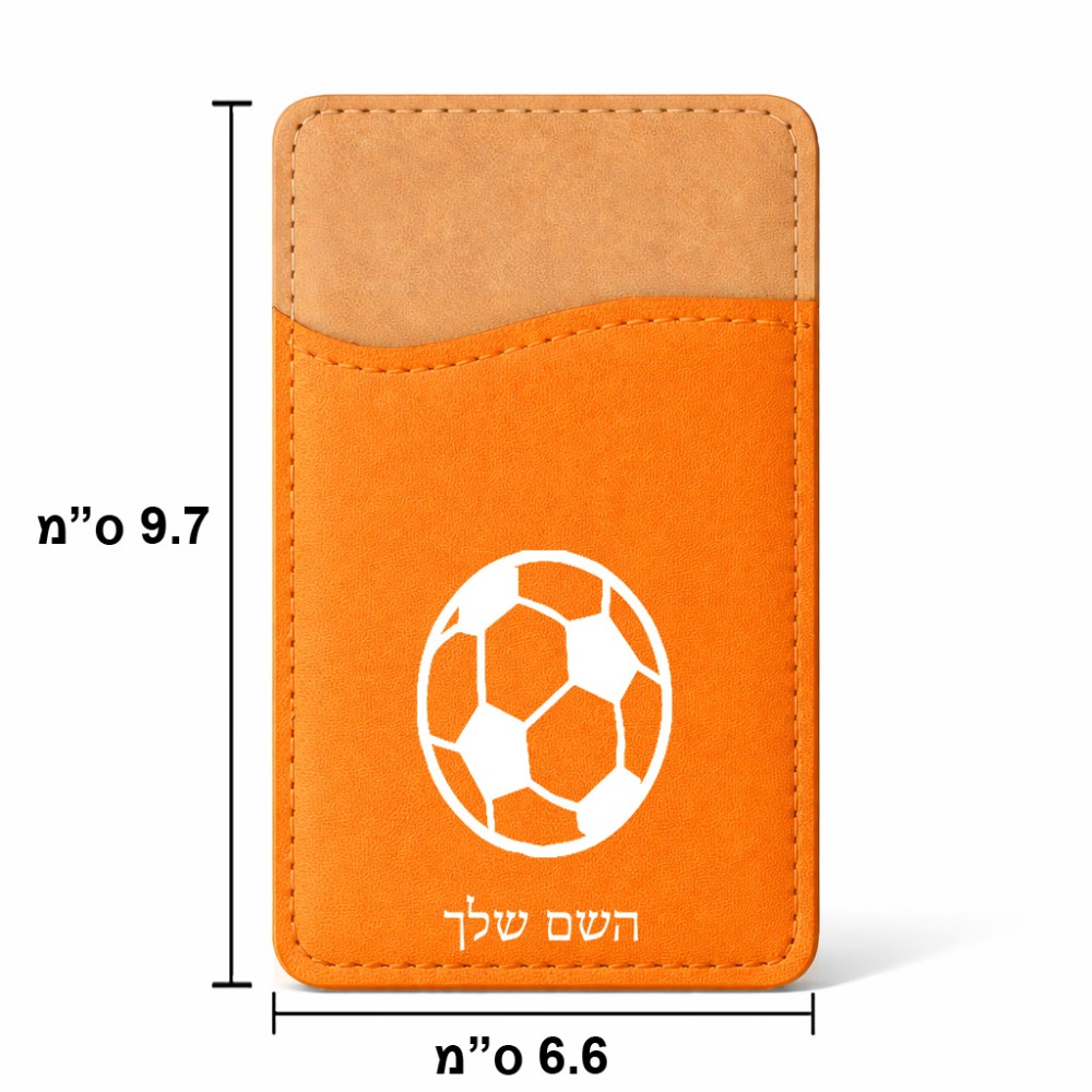 ארנק כרטיסי אשראי לטלפון בעיצוב אישי עם השם שלך בעיצוב כדורגל כדור כדורגל גודל 6.6 × 9.7 ס"מ