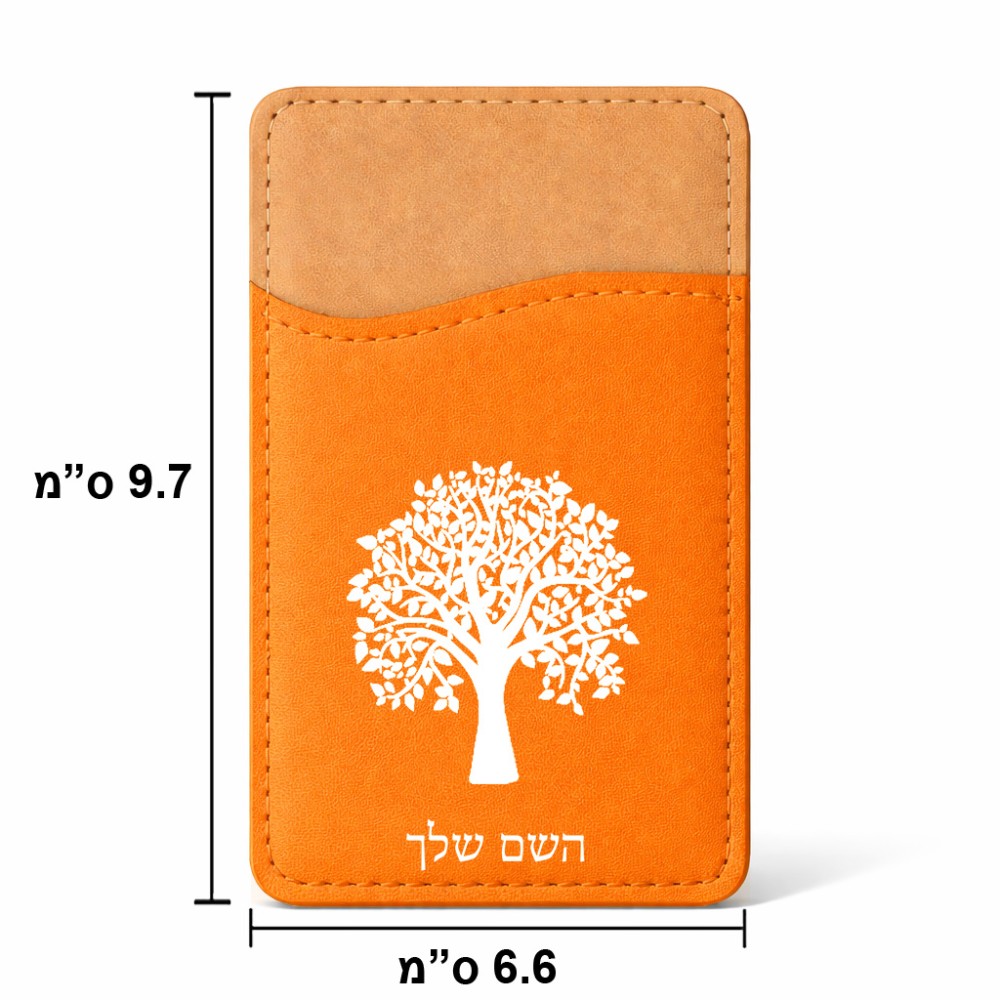 ארנק כרטיסי אשראי לטלפון בעיצוב אישי עם השם שלך בעיצוב עץ גודל 6.6 × 9.7 ס"מ