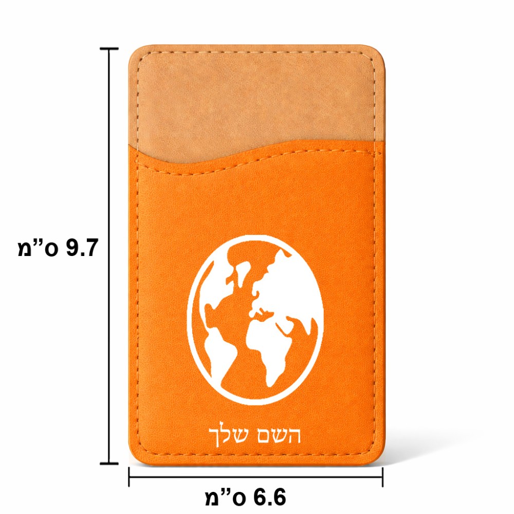 ארנק כרטיסי אשראי לטלפון בעיצוב אישי עם השם שלך בעיצוב עולם גודל 6.6 × 9.7 ס"מ