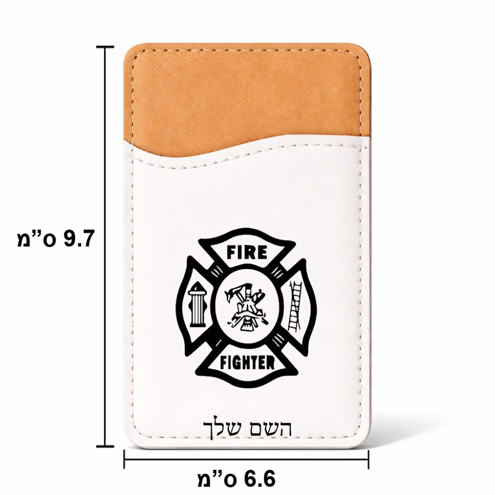 ארנק כרטיסי אשראי לטלפון בעיצוב אישי עם השם שלך בעיצוב כבאי - תגית גודל 6.6 × 9.7 ס"מ
