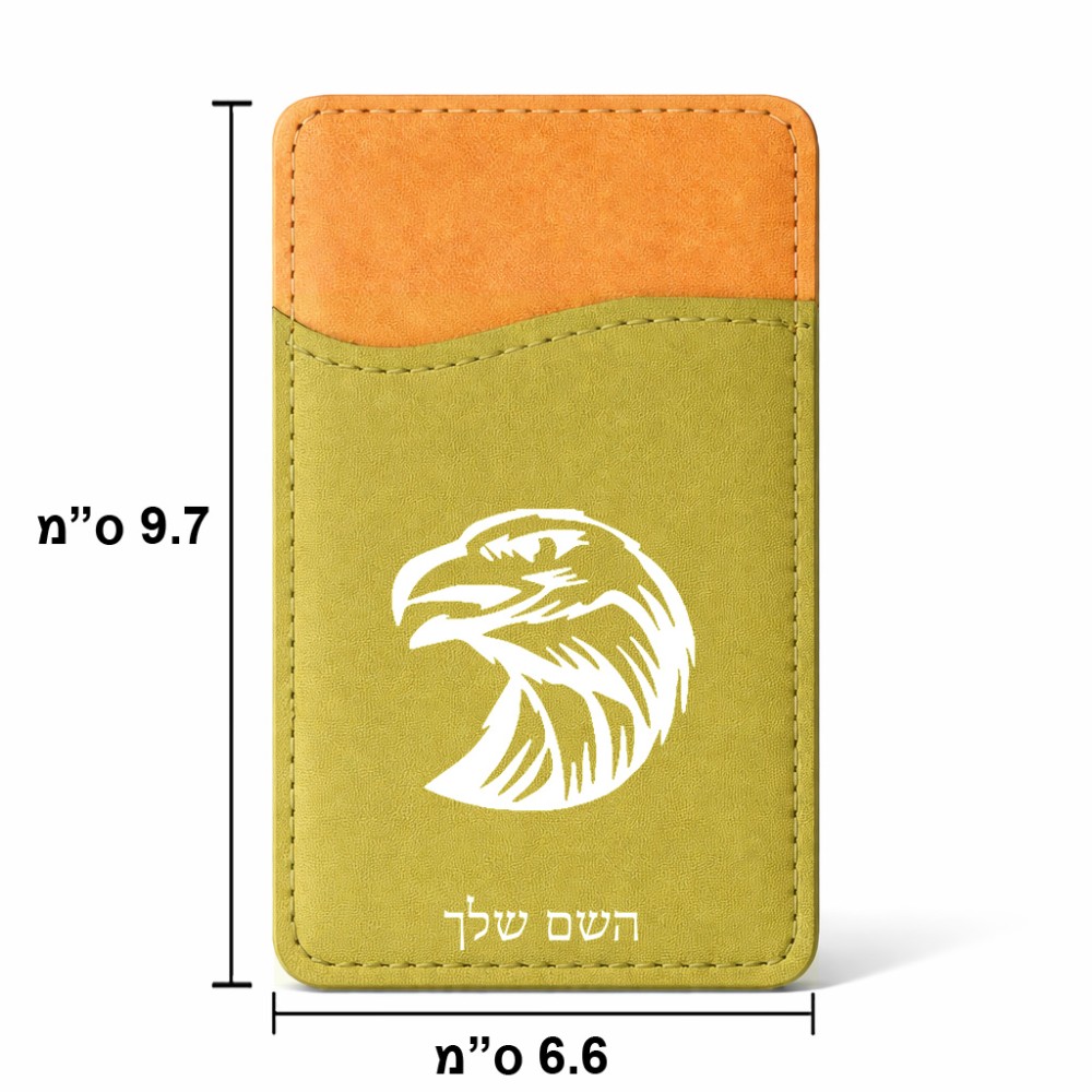 ארנק כרטיסי אשראי לטלפון בעיצוב אישי עם השם שלך בעיצוב ראש נשר גודל 6.6 × 9.7 ס"מ