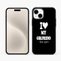 כיסוי בעיצוב אישי עם השם שלך לדגם - Apple iPhone 15 Plus בעיצוב אוהב את החברה שלי