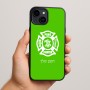 כיסוי בעיצוב אישי עם השם שלך לדגם - Apple iPhone 15 Plus בעיצוב כבאי - תגית