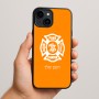 כיסוי בעיצוב אישי עם השם שלך לדגם - Apple iPhone 15 Plus בעיצוב כבאי - תגית