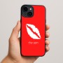 כיסוי בעיצוב אישי עם השם שלך לדגם - Apple iPhone 15 Plus בעיצוב שפתיים - נשיקה