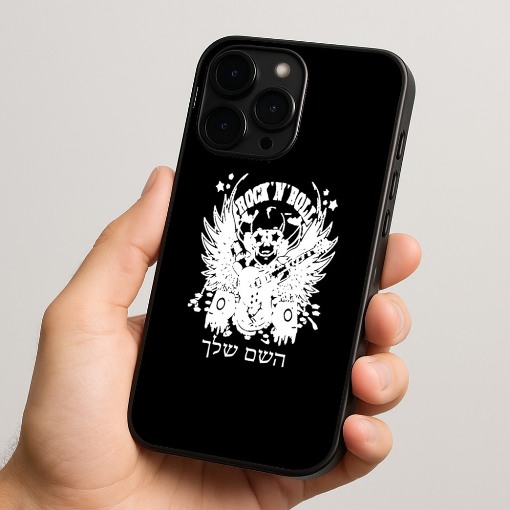 כיסוי בעיצוב אישי עם השם שלך לדגם - Apple iPhone 15 Pro בעיצוב רוקנרול