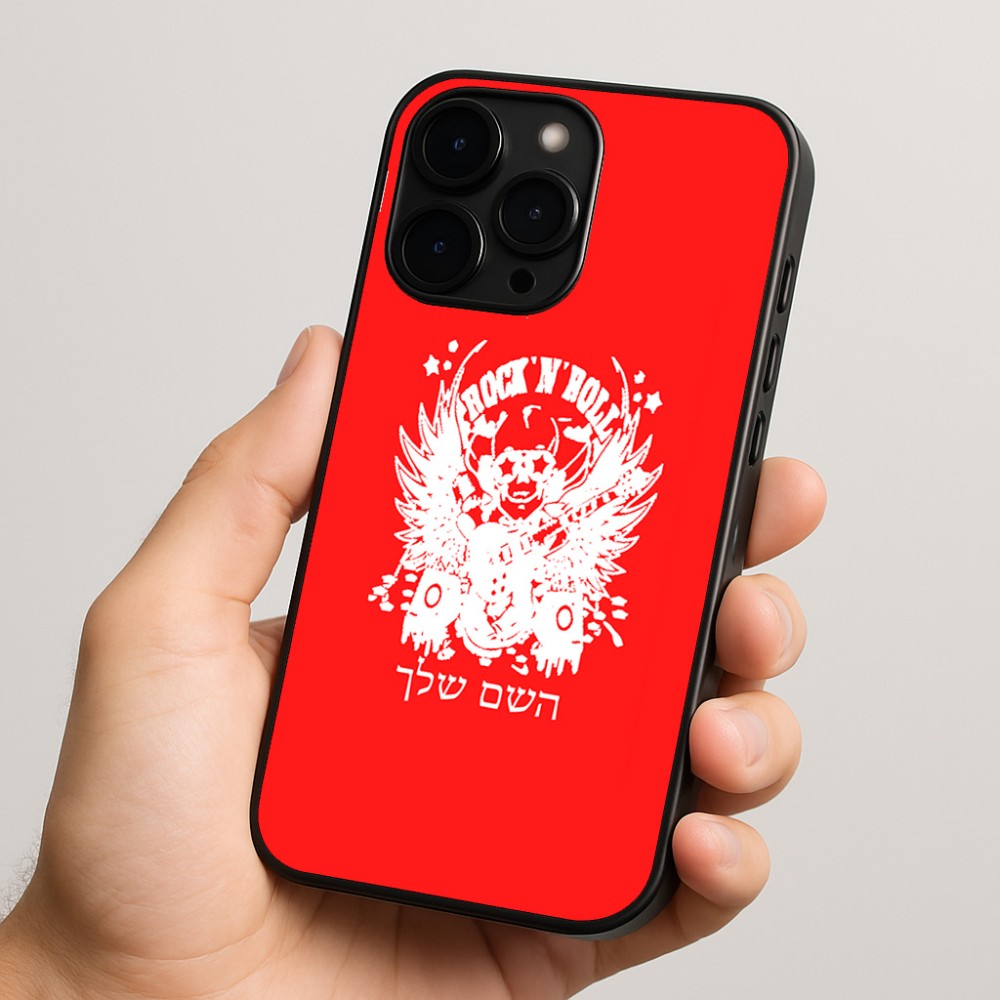 כיסוי בעיצוב אישי עם השם שלך לדגם - Apple iPhone 15 Pro בעיצוב רוקנרול