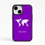 כיסוי בעיצוב אישי עם השם שלך לדגם - Apple iPhone 15 בעיצוב מפת העולם