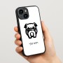 כיסוי בעיצוב אישי עם השם שלך לדגם - Apple iPhone 15 בעיצוב פרצוף בולדוג