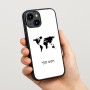 כיסוי בעיצוב אישי עם השם שלך לדגם - Apple iPhone 15 בעיצוב מפת העולם