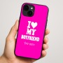 כיסוי בעיצוב אישי עם השם שלך לדגם - Apple iPhone 16 Plus בעיצוב אוהבת את החבר שלי