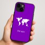 כיסוי בעיצוב אישי עם השם שלך לדגם - Apple iPhone 16 Plus בעיצוב מפת העולם