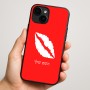 כיסוי בעיצוב אישי עם השם שלך לדגם - Apple iPhone 16 Plus בעיצוב שפתיים - נשיקה