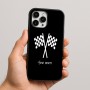 כיסוי בעיצוב אישי עם השם שלך לדגם - Apple iPhone 16 Pro Max בעיצוב דגל המירוץ
