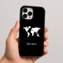 כיסוי בעיצוב אישי עם השם שלך לדגם - Apple iPhone 16 Pro Max בעיצוב מפת העולם