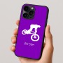 כיסוי בעיצוב אישי עם השם שלך לדגם - Apple iPhone 16 Pro בעיצוב רוכב אופניים
