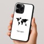כיסוי בעיצוב אישי עם השם שלך לדגם - Apple iPhone 16 Pro בעיצוב מפת העולם