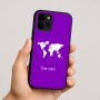 כיסוי בעיצוב אישי עם השם שלך לדגם - Apple iPhone 16 בעיצוב מפת העולם