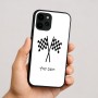 כיסוי בעיצוב אישי עם השם שלך לדגם - Apple iPhone 16 בעיצוב דגל המירוץ