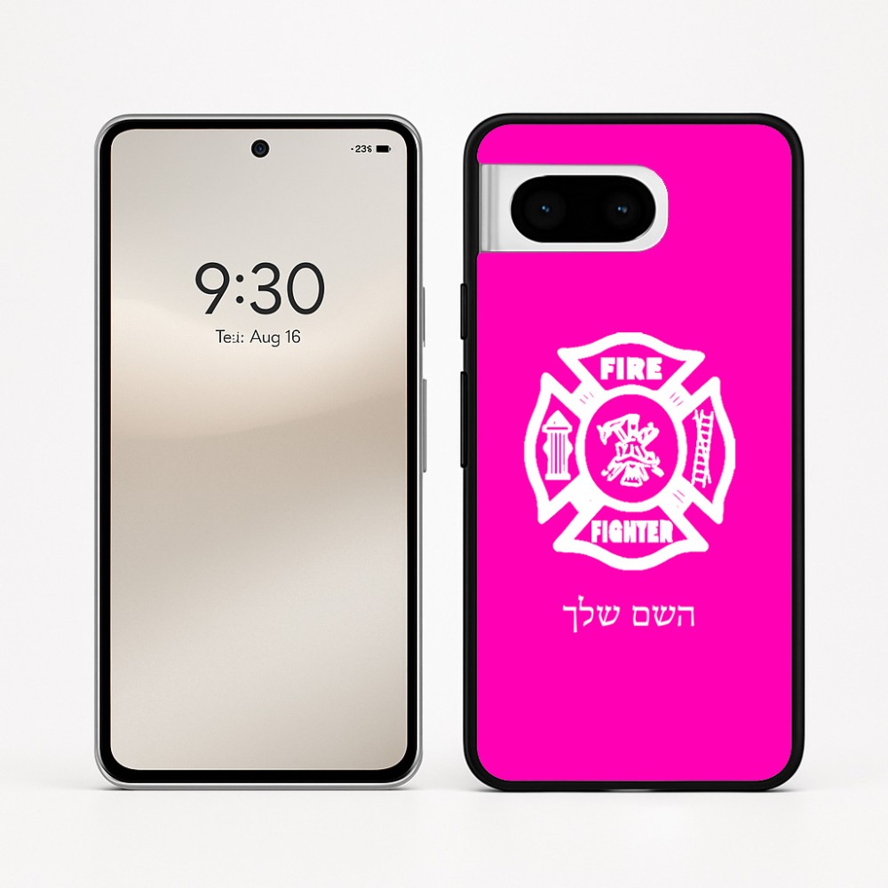 כיסוי בעיצוב אישי עם השם שלך לדגם - Google Pixel 8 5G בעיצוב כבאי - תגית