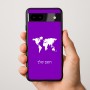 כיסוי בעיצוב אישי עם השם שלך לדגם - Google Pixel 9a 5G בעיצוב מפת העולם