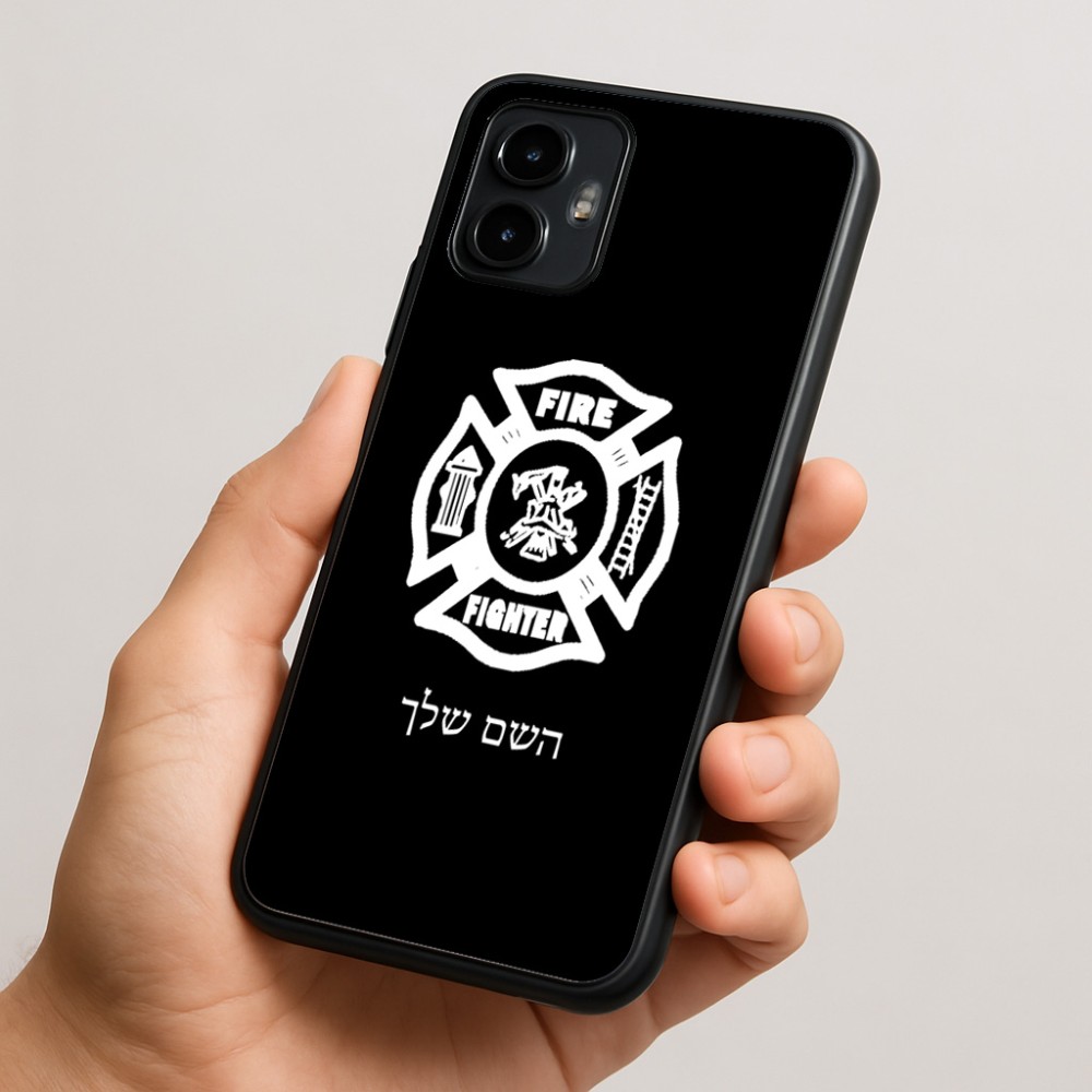 כיסוי בעיצוב אישי עם השם שלך לדגם - Motorola Edge 50 Neo 5G בעיצוב כבאי - תגית