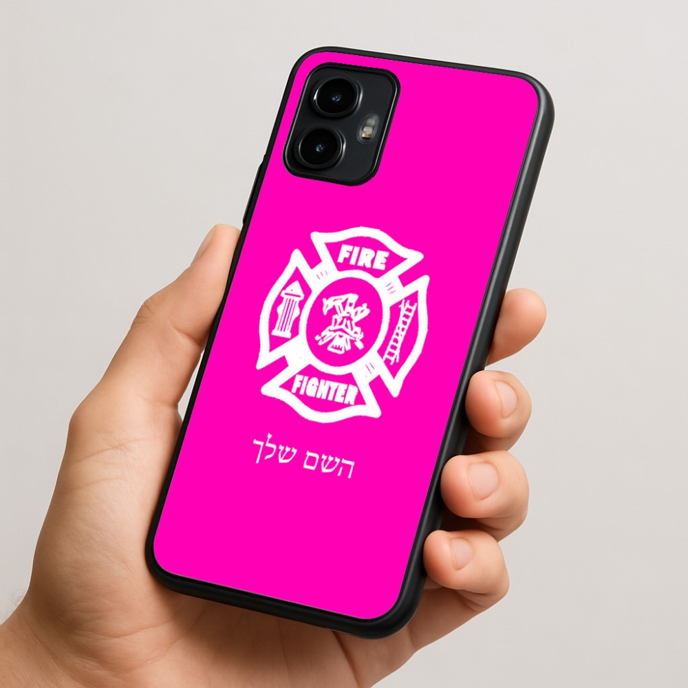 כיסוי בעיצוב אישי עם השם שלך לדגם - Motorola Edge 50 Neo 5G בעיצוב כבאי - תגית